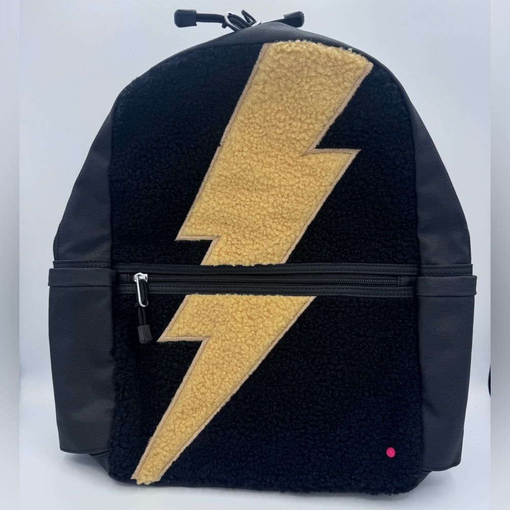 NWT State Kane Kids Travel black fuzzy bolt checked School Backpack Ages 4-8